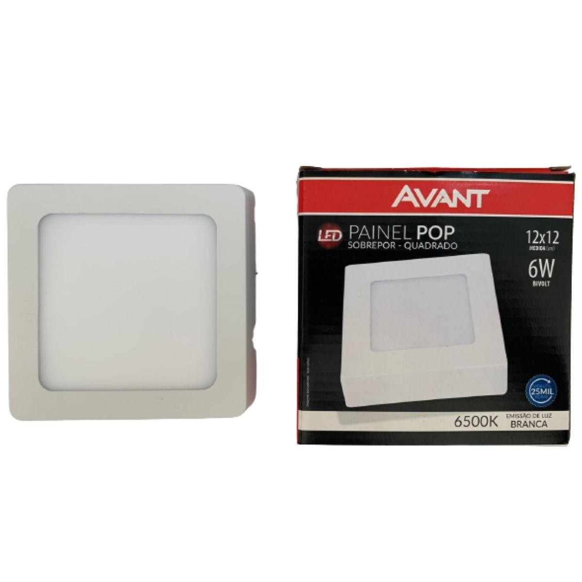 PAINEL POP SOBREPOR QUADRADO 6W 6500K - BRANCA - AVANT