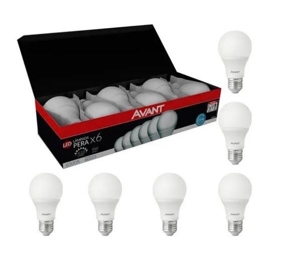 LAMPADA LED PERA 9W BIVOLT (PACK 6) 6500K BRANCA - AVANT