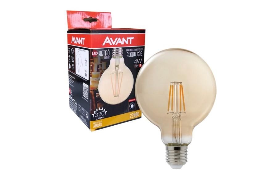 LAMPADA LED RETRO GLOBO AMBAR 2200K 4W - AVANT