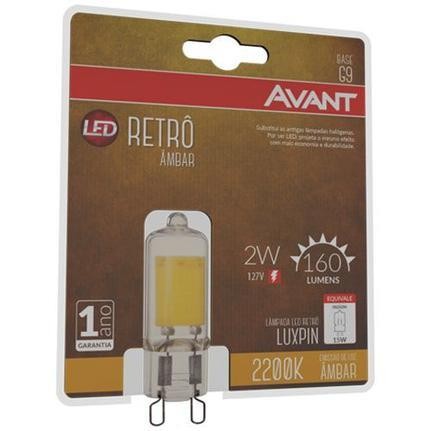 LAMPADA LED RETRO LUXPIN G9 AMBAR 2200K 2W 127V - AVANT