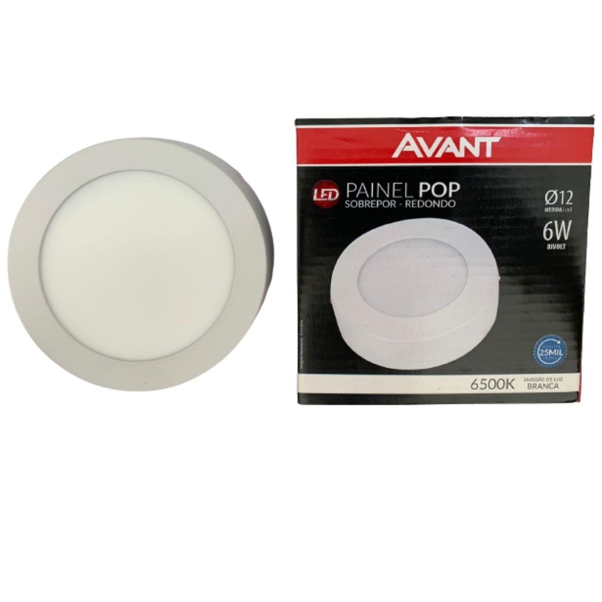 PAINEL POP SOBREPOR REDONTO - 6W 6500K BRANCA - AVANT