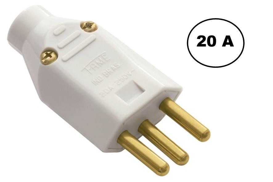 PLUG MACHO 3 PINOS 20A 1730 CINZA FAME