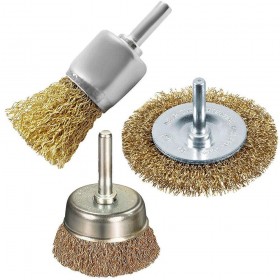 JOGO 3 PEÇAS ESCOVA DE AÇO PARA FURADEIRA -  MTX